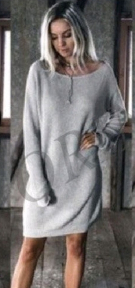 - Dresses & Skirts - Long Sleeve Loose Fit Sweater Dress